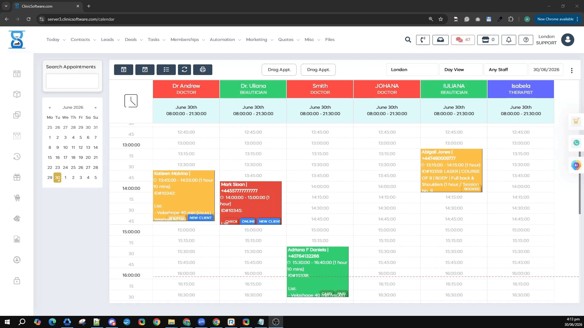 Calendar page with the AI Copilot icon available in the top right corner